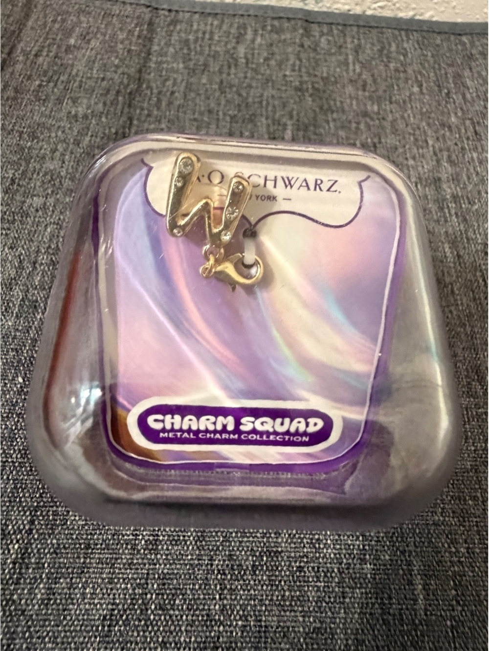 FAO Schwarz Charm Squad Metal Charm Collection Letter M Charm in Original Purple